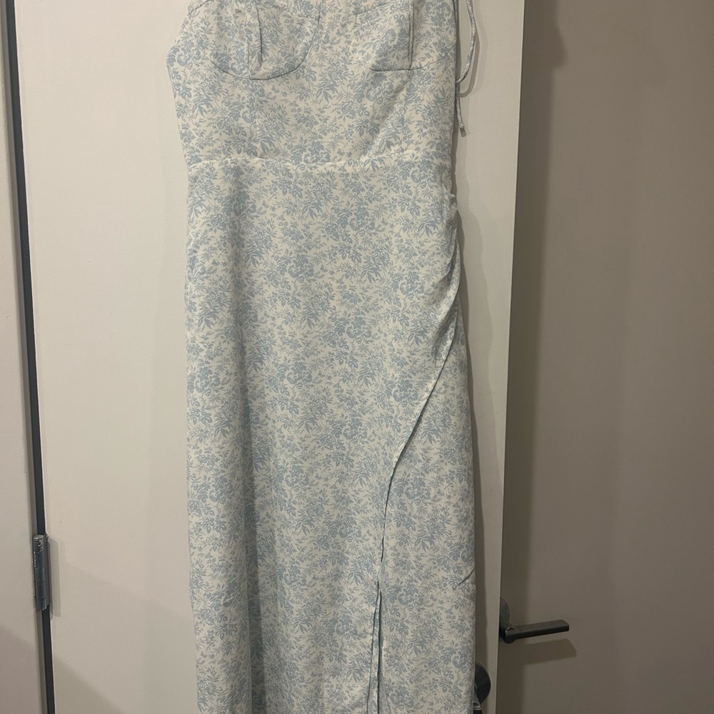 White Fox Boutique Light Blue Floral Midi Dress